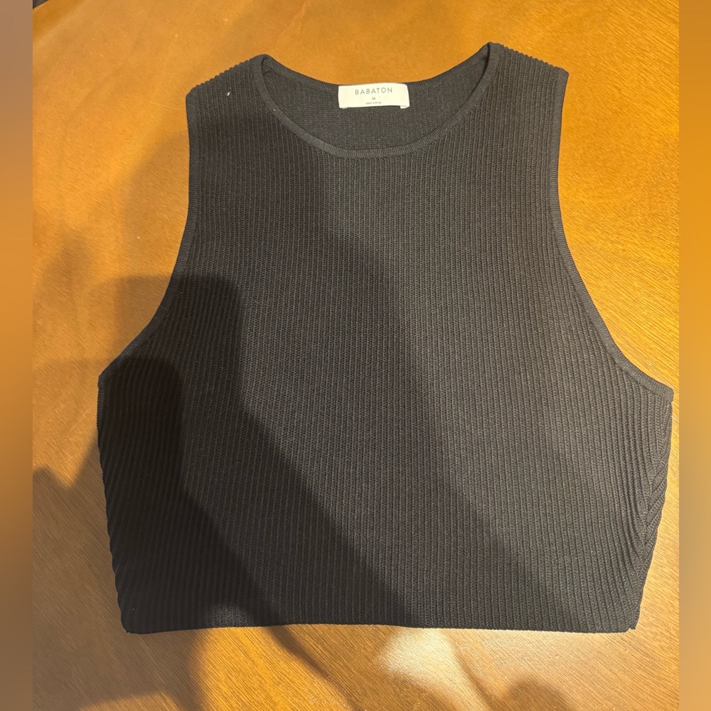 Aritzia Babaton Black Ribbed Tank Top